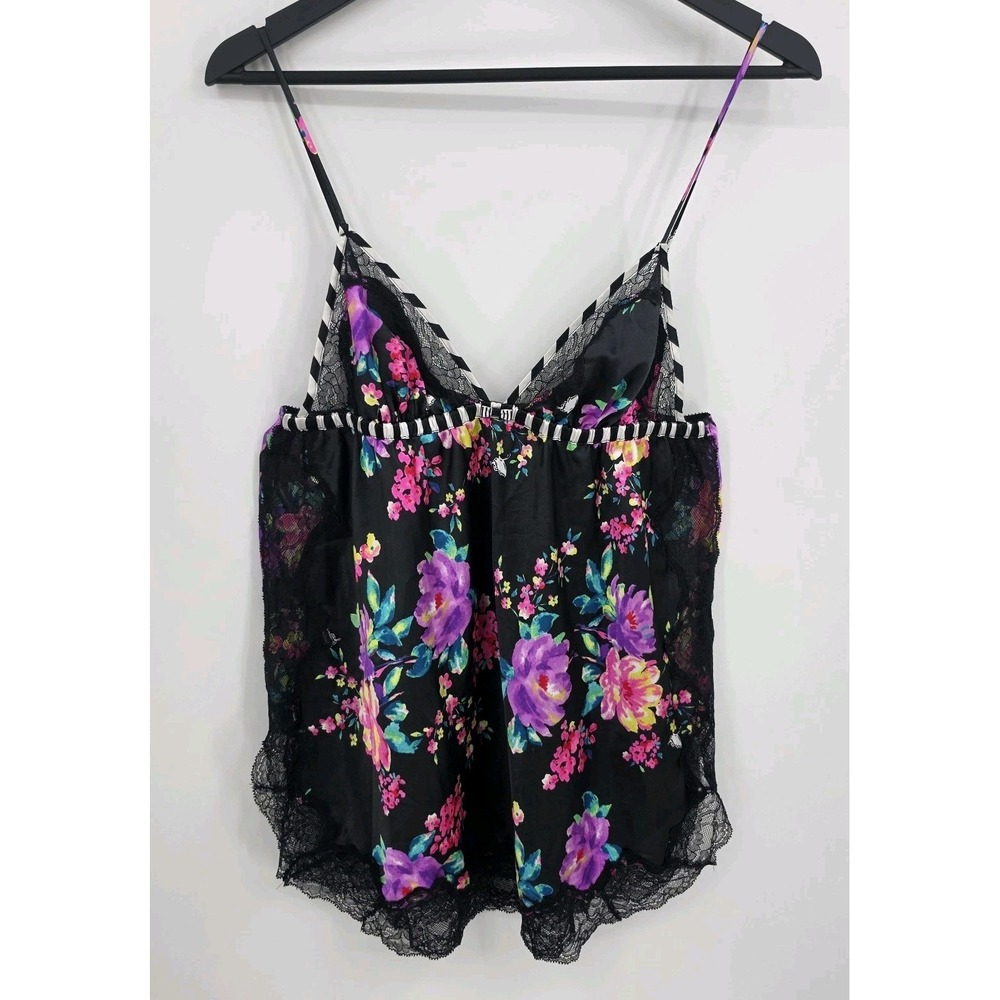 Victorias Secret Floral Satin Lace Babydoll Slip Tank Top Sz L Grunge Y2K Scene